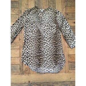 Women's Sz: 6 100% Silk Leopard Print Blouse Tunic by Kara Janx  (b20)